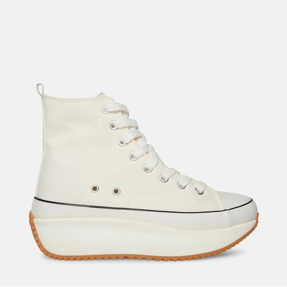 Madden Girl Shoes - Madden Girl Winnona Flatform High-Top Sneakers White Canvas Women Size 8